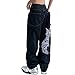 Produktbild Sawmew Herren Hip Hop Jeans Baggy Jeans Straight Leg Gewaschen Jeanshose Casual Denim Hosen Vintage Bedruckte Jeans Teenager Skateboard Hose Streetwear (Color : Black, Size : M)