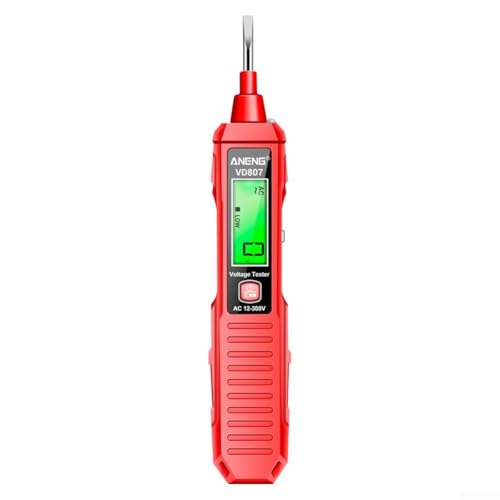 VD807 - Detector digital inteligente de voltaje para identificación de cable vivo, rango de medición de 12-300 V con alarma de sonido y luz, flash LED (rojo)