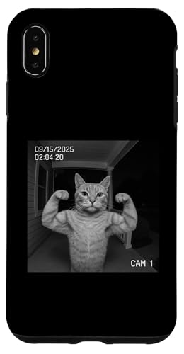 Funny Cat Flexing On Security Camera スマホケース iPhone XS Max 用