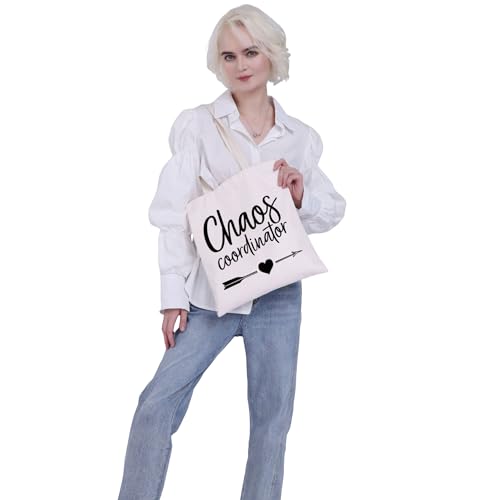VAMSII Chaos Coordinator Tote Bag Funny Chaos Gifts Chaos Coordinator Gifts for Teacher Mother Leader Counselor (Chaos Coordinator Tote)3