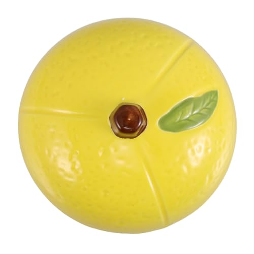 Luxshiny Tarro Redondo De Cerámica Para Almacenar: Condimento En Forma De Limón Con Tapa Para Azúcar, Sal Y Aperitivos. Contenedor De Alimentos Para Organizar La Cocina.