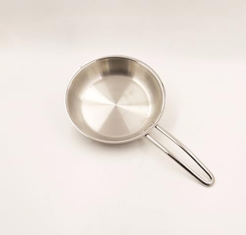 Image of Spillbox Stainless Steel Sandwich Triply Kadhai|Kadai|Wok|Nonstick 3-Layer Body| Steel Cookware|Induction Safe|Dishwasher Safe|Food Grade |Heavy |FryPan |Curry |Stirfry|Deepfry-FryPan(Small-Dia:22cm)