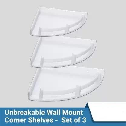 Image of Acrylic Unbreakable 3-Layer Transparent Corner Shelf for Bathroom | Wall Mount Racks for Soap, Shampoo & Toiletries | Sizes 5 inchx5 inch, 7 inchx7 inch, 9 inchx9 inch | Durable & Space-Saving (2 Set of 3pc)