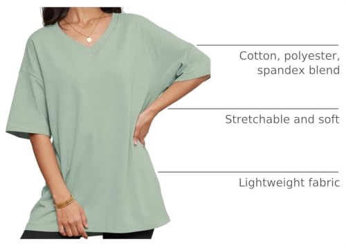 Image of ATHMILE Womens Oversized Shirts V Neck Plus Size Spring Workout Summer Tops Beach Vacation 2026 Gym Clothes Basic Tee