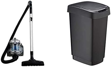 Amazon Basics Powerful Cylinder Bagless Vacuum Cleaner, for Hardfloor&Carpet, HEPA filter, Compact and Lightweight vacuum, 700W, 1.5L (UK) & Trash Can 10 l