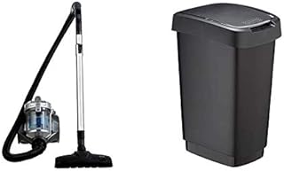 Amazon Basics Powerful Cylinder Bagless Vacuum Cleaner, for Hardfloor&Carpet, HEPA filter, Compact and Lightweight vacuum, 700W, 1.5L (UK) & Trash Can 10 l