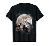 Three Wolves Howling at the Moon - Wolf Lover T-Shirt