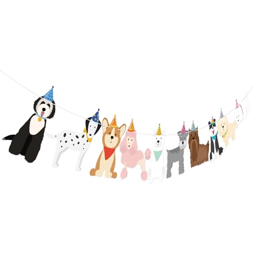 Image of Hooqict Dog Birthday Banner Puppy Themed Party Decorations Dog Garland Banner Party Supplies Happy Birthday Sign for Backdrop Boys Girls Kids 1st 2nd 3rd