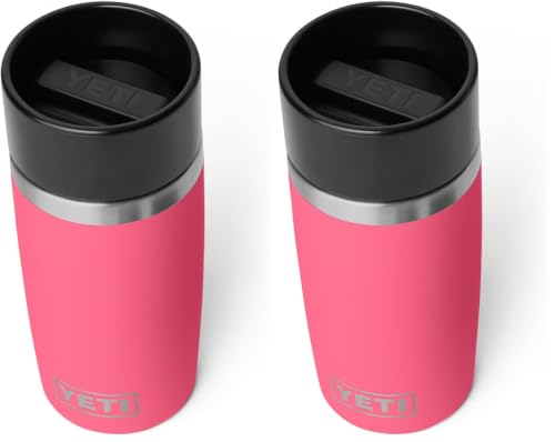 Image of YETI Rambler 12 oz Travel Bottle, Stainless Steel, Vacuum Insulated with Leakproof Commuter Cap, Tropical Pink (Pack of 2)