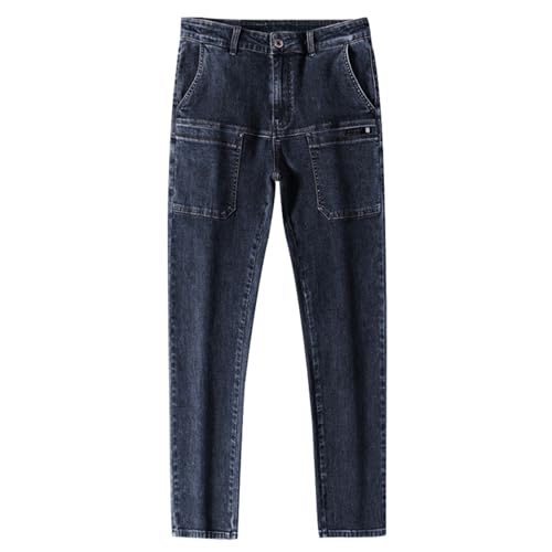 Generico Pantalones vaqueros de hombre Slim Fit Casual Recto Denim Pantalones Hip Hop Cargo Jeans Elásticos de Denim Y2K Vintage Pantalón de Denim Hip Hop Skater Pantalón Transpirable Ligero, azul