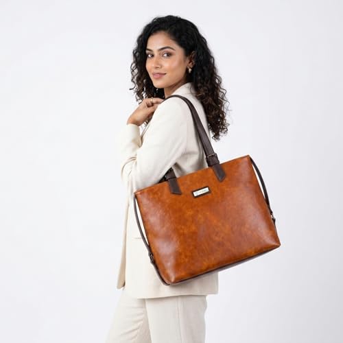 Image of VISMIINTREND Stylish Leather Office Laptop Tote Bag for Women| Shoulder Work Hand Bags for Women | College Bag for Girls | Fits 13 inch,14 inch, 15.6 inch Macbook Laptops