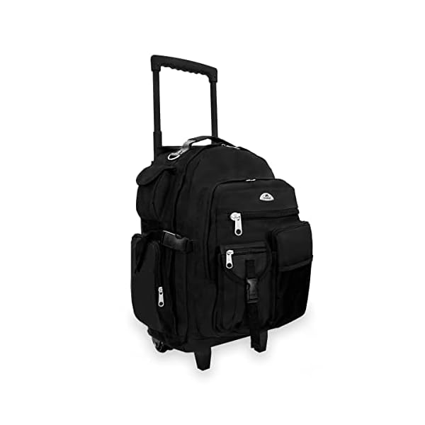 Everest Deluxe Wheeled Backpack, Black, One Size