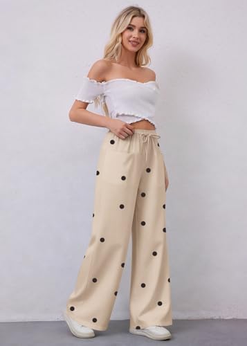 Image of MISSACTIVER Women Drawstring Striped Pants Loose Wide Leg Trousers Casual Low Waist Pants Comfy Lounge Pants with Pockets