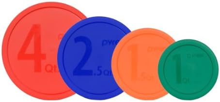 Pyrex Bundle - 4 Items: 322-PC Green, 323-PC Orange, 325-PC Blue, 326-PC Red Lids for Pyrex Mixing Bowls (Not Sculpted)