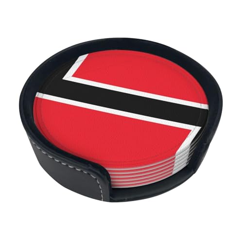 Dessous de Verre imprimés Drapeau de Trinité-et-Tobago (Lot de 6) • Dessous de Verre Ronds pour café, bière, vin • Décoration pour la Maison, la Cuisine ou Le Bureau