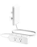 Olcorife Flat Outlet Extender with Cover, Flat Plug Power Strip with 6 AC Outlets, 2000 Joules Surge Protector, 3FT Flat Extension Cord, Home Office Travel Dorm Room Essentials
