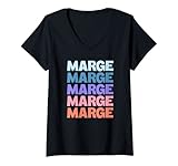 donna funny modern repeated text design marge maglietta con collo a v