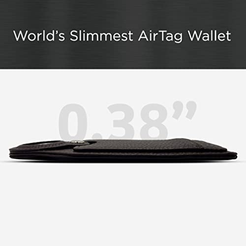 ENCASED Worlds Slimmest Airtag Wallet for Men, Ultra-thin Super Slim Profile (Deep Grain) PU Leather Card Holder Compatible with Apple AirTag, Brown3