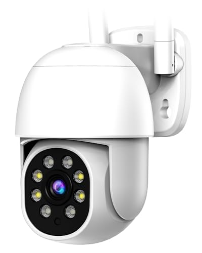 NUCKILY Cámara de Seguridad Exterior WiFi, Cámara de Vigilancia Impermeable IP66, iCSee O Tris Home App, 2MP Pan&Tilt 360 Grados, Audio Visión Nocturna, Bidireccional, Detección de Movimiento (1PCS)