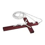 VANZACK Holz Jesus Kruzifix Statue Dekoratives Wandkreuz Christliche Deko für Zuhause Büro und Laden Langlebige Kombination Anhänger Geeignet Religiöse Atmosphäre Schaffend