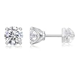 RDSGYZ Pendientes de platino para mujer 950, 4 puentes, engaste de garras, 1 ct, 6,5 mm, sin níquel, Metal precioso, Moissanita