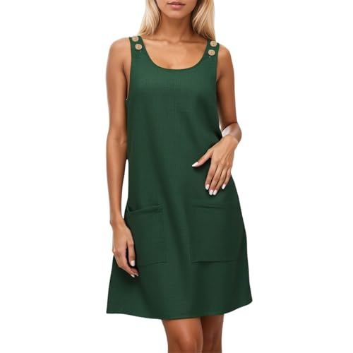 Robe d'été fluide sans manches avec poches pratiques et col rond