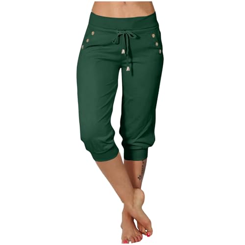 EMATOP Damen Yogahose Grüne 3/4 Capri Trainingshose