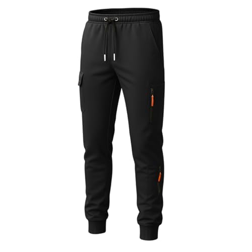 Cargo Sweatpants for Men Casual Classic Golf Fleece Lined Joggers Outdoor Hiking Cargo Scrub Pants with Zip Pockets4