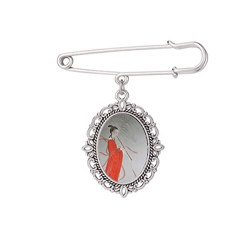 Flûte rouge broche peinture chinoise pour ajuster une robe ou un châle