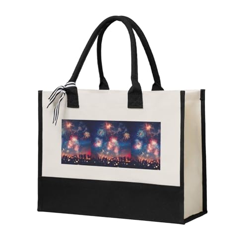 Sac fourre-tout en toile imprimé grand format beige pour femme