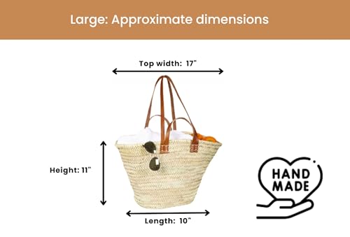 Bolso de paja con asas planas de cuero doble miniatura 5