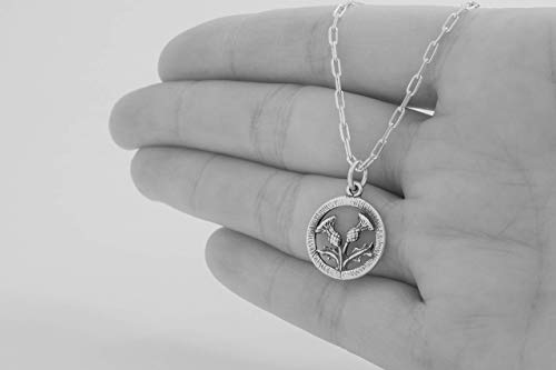 Sterling Silver Scottish Thistle - Small, Double Sided - (Charm Only Or Necklace) #TOP4