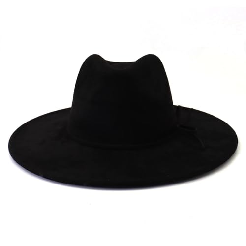Image of Fedora Hats for Women Man with Big Wide Brim Classic Suede Panama Hat Western Outdoor hat