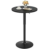 Shahoo Round Bar Table, Adjustable Height and 360° Swivel Pub Table, Cocktail Table for Bar, Bistro, Dining Room, Black