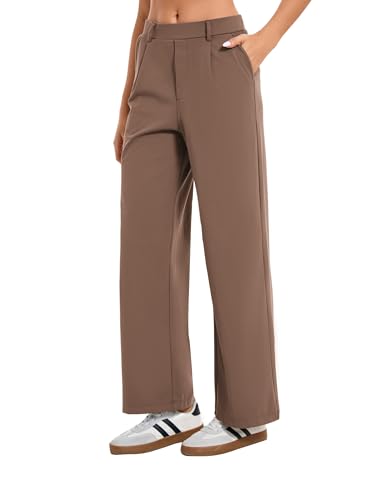 Image of Oyamiki Women's Business Casual High Waisted Dress Pants with Pockets Wide Leg Work Pants Trousers Fashion Fall Outfits