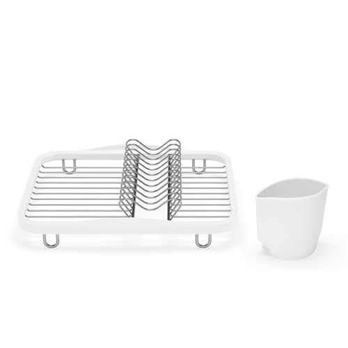 Umbra Sinkin Dish Drying Rack – Drainer Caddy with Removable Cutlery Holder – Use In Sink or On Counter, Standard, White/Nickel by Umbra - Image 9