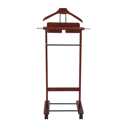 Coehazelf Wood Suit Rack,Reddish Orange Freestanding Suit Stand, Vintage with 4 Universal Wheels for Entryways, Living Rooms, Hallways, Hotels 18.11 * 12.6 * 40.55in