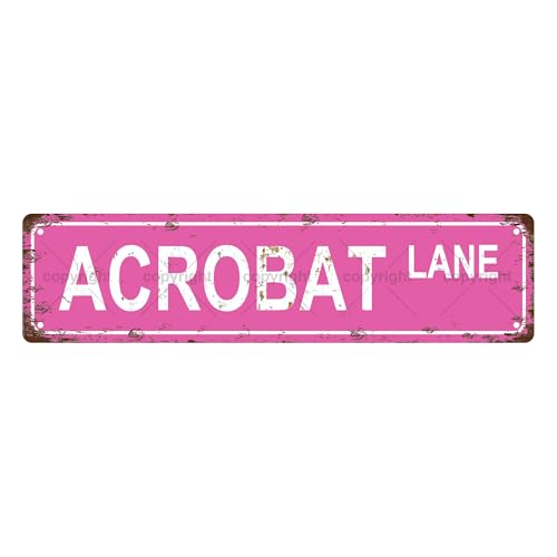 ACROBAT LANE OCCUPATION Metal Tin Street Sign Bar Cafe Garage Cave Home Room Wall Bathroom Farmhouse Garden Porch Patio Decor, 16 x 4 Inch