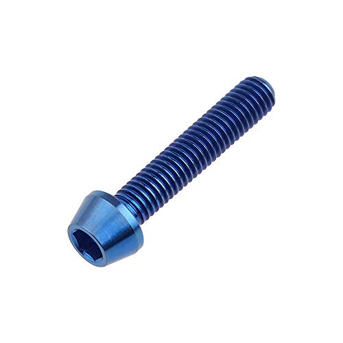 Image of Titanium Ti Bolt M5x9 16 18 20 25 30 35 40 45 50 55 60mm Tapered Head Screws Pack of 4 (M5x25mm, Blue)