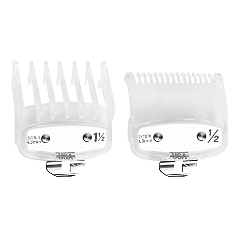 Professional Hair Clipper Guards Guides 2 Pcs Coded Cutting Guides #3170-400 - 1 1/2” And 1/2” Fits For All Wahl Clippers(Transparent-2 Pcs) #TOP19