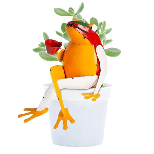 Decorazione del giardino degli animali: di figure di rana di ferro, arte esterna in metallo | Accento del patio in stile casuale con finitura vintage, decorazione stravagante del patio p