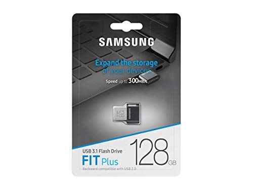 image for SAMSUNG FIT Plus 3.1 USB Flash Drive, 128GB, 400MB/s, Plug In and Stay