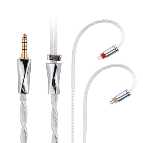 FAAEAL IEM Cable, 8N Monocrystalline Copper Silver Plated Cords, 1.3m in Ear Monitor Cable for K&Z ZS10 ZS6 ZSR ZSA ZST AS10 AS16 TRN V80 V90 etc 4.4mm Plug(0.78mm-2pin 4.2ft)
