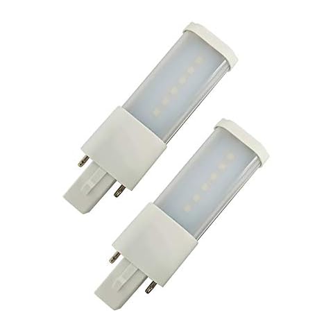 2pcs E-Simpo G23 3W PLS-7W Replacement G23d 2P Daylight 6000K 110V AC Retrofit Horizontal Sideview Recessed Down LED Desk Read Table Plug PL Lamp Light (Cold White, 4.2in/107mm 3W) Cover