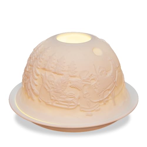 Windlicht Porzellan Teelichthalter Verschiedene Motive (Winterwald)