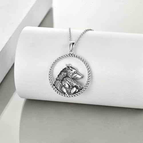 YAFEINI Sterling Silver Wolf Pendant Necklace - Wolf Jewelry Gifts for Women, Wife, Girlfriend3