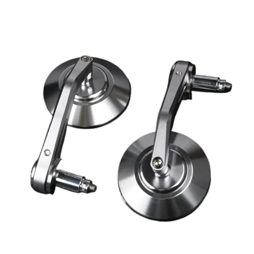 Rétroviseur embout guidon moto 22mm argenté CNC universel anti-reflet