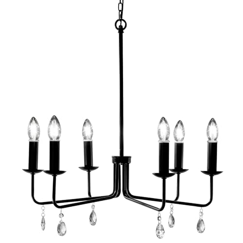 Image of Outdoor 12V Plug-in 6-Light Farmhouse Chandelier, Straight Arm