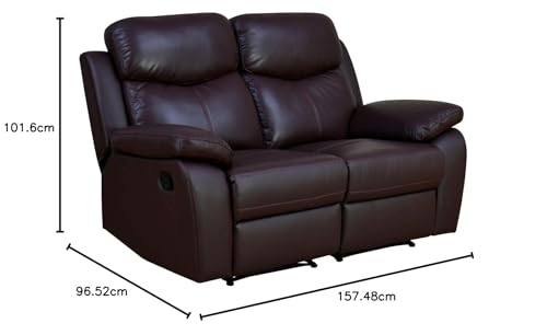 Image of Torque - Weston 2 Seater Leatherette Manual Recliner | Recliner Sofa /Chair for Living Room, Bedroom, Office (Brown) | 1 Year Warranty