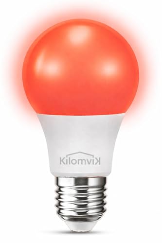 KILOMVIK® Bombilla Luz Roja Nocturna Melatonina, Rosca Gruesa E27, 7W, Flicker Free, Bajo Consumo, Sin Luz Azul, Lampara Luz Roja Nocturna Melatonina, Bombilla Roja para Dormir, Luz Roja Melatonina